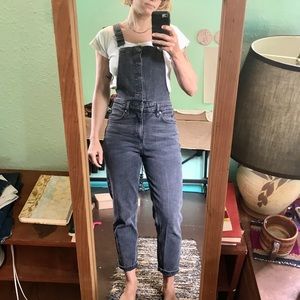 Free People Denim Overalls! Size 26. Gray/ faded black